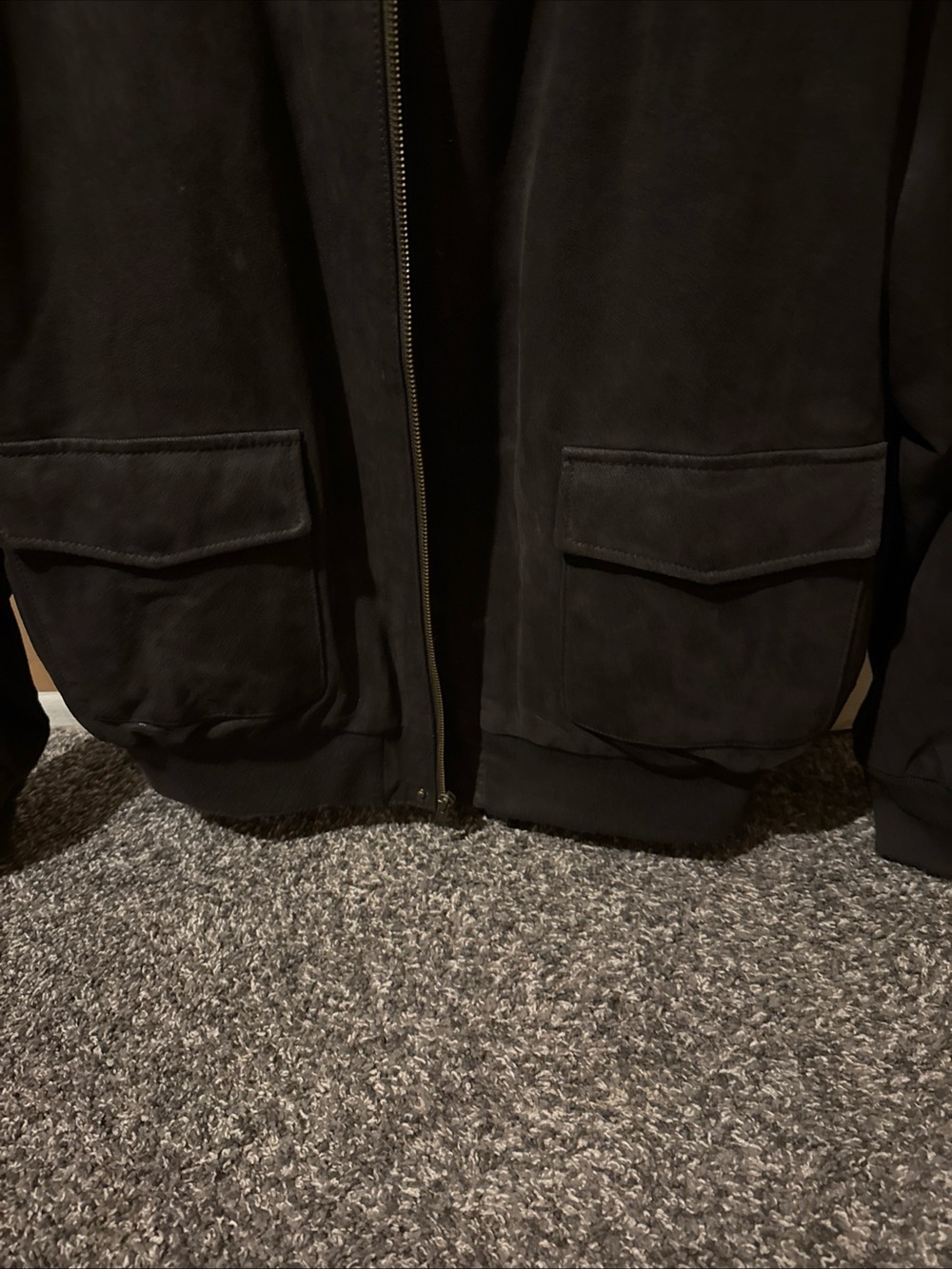 Lands' End Black Suede Air Force Bomber Jacket - Picture 3 of 5